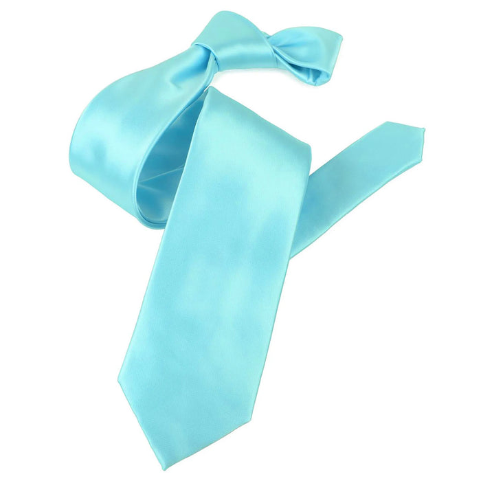 Baby Blue Satin Slim-Width Necktie
