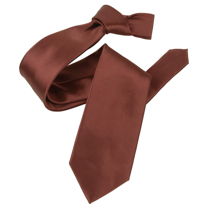 Chocolate Brown Satin Slim-Width Necktie