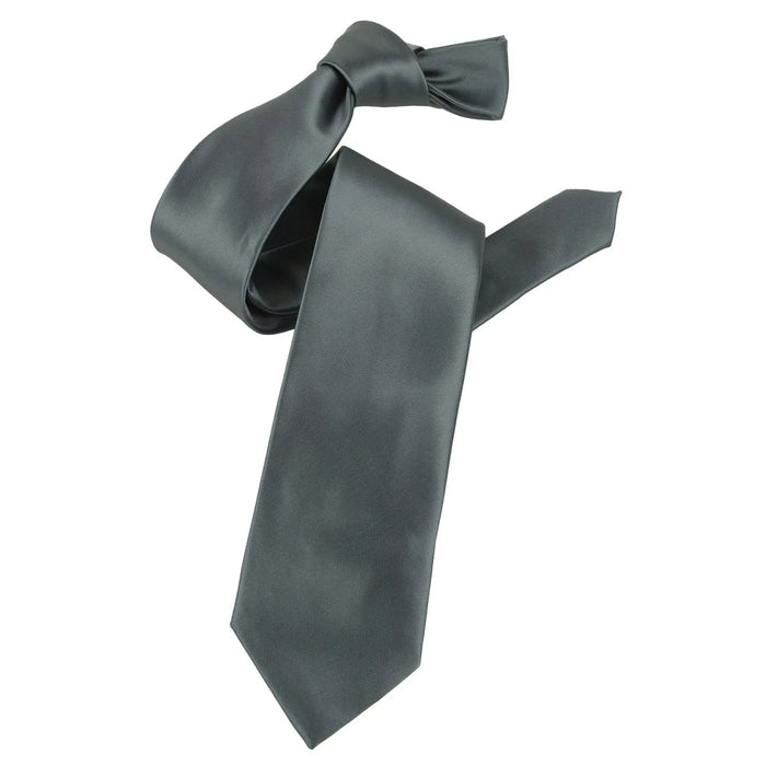Charcoal Gray Satin Slim-Width Necktie