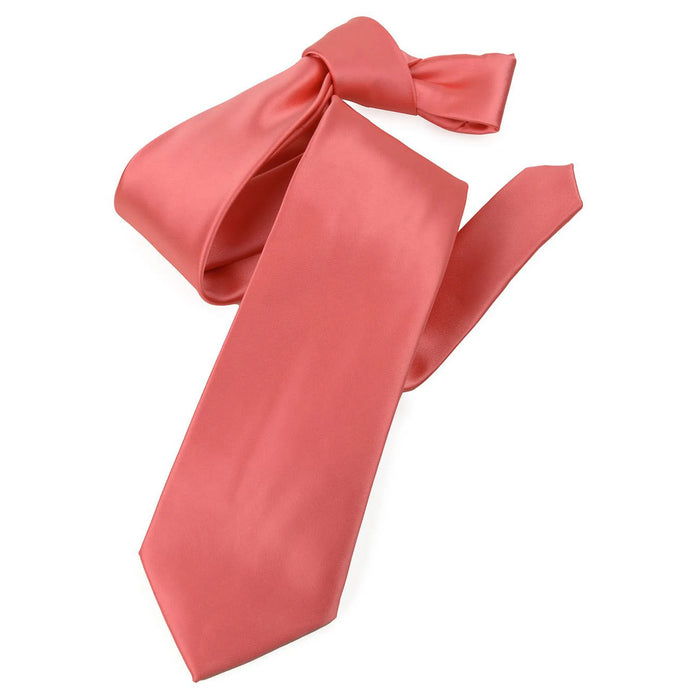 Coral Satin Necktie