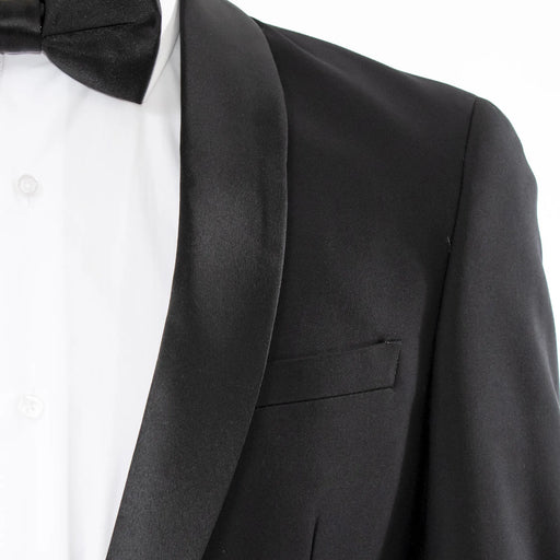 Men's Black Slim-Fit Tuxedo With Satin Shawl Lapels