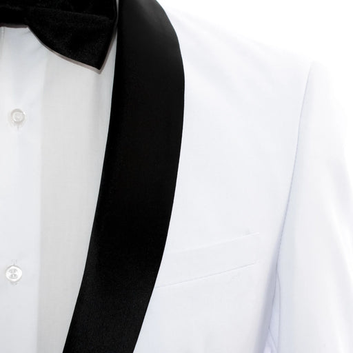 Men's White Slim-Fit Tuxedo With Satin Shawl Lapels