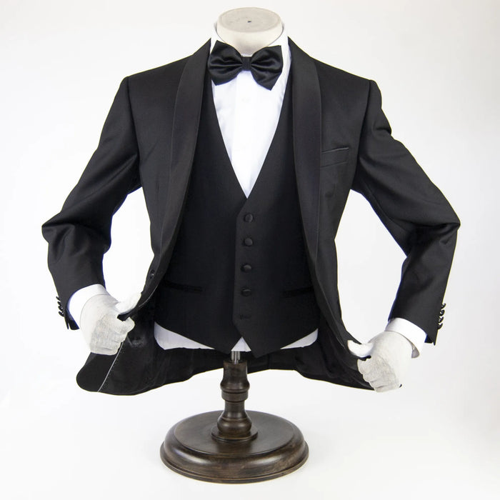 Black 3-Piece Tailored-Fit Tuxedo with Shawl Lapel