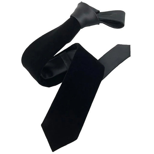 Men's Black Velvet Necktie And Handkerchief