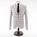 Men's Gray And Pink Windowpane Plaid 3-Piece Tailored-Fit Suit