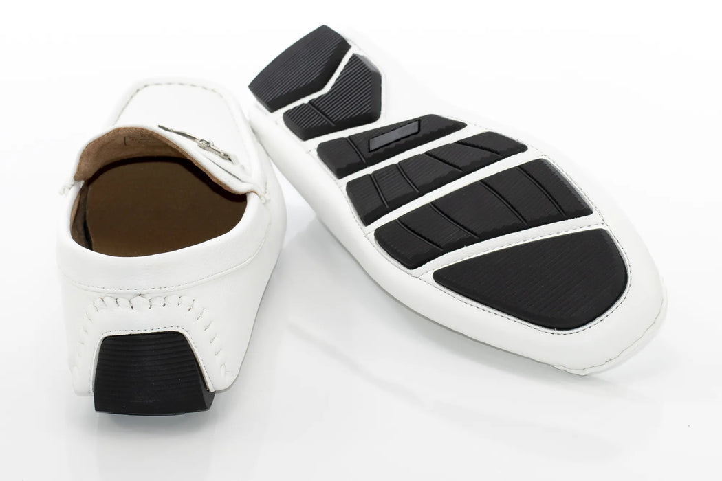 Men's White Leather Dress Loafer Shoe
