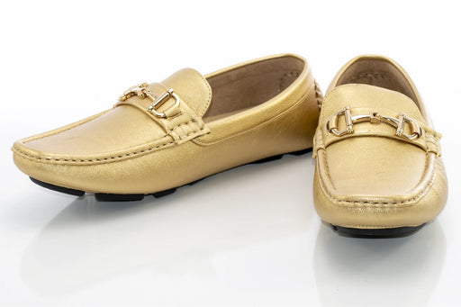 Gold Leather With Horsebit Driver Loafer