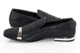 Black Glitter Loafer - Quarter, Heel