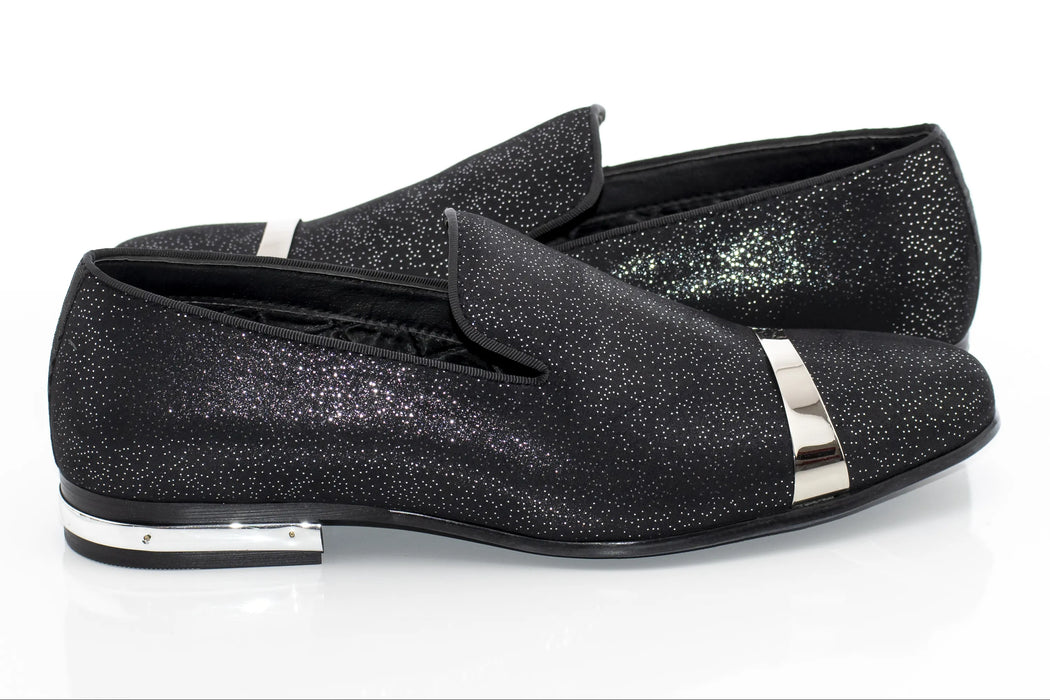 Black Glitter Loafer - Quarter, Heel