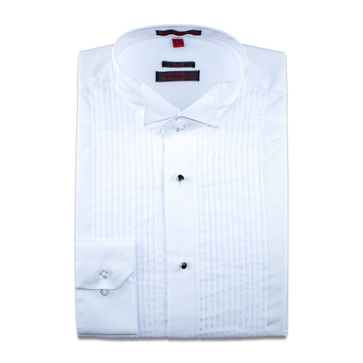 Men's White Slim-Fit Tuxedo Dress Shirt With Wingtip Collar
