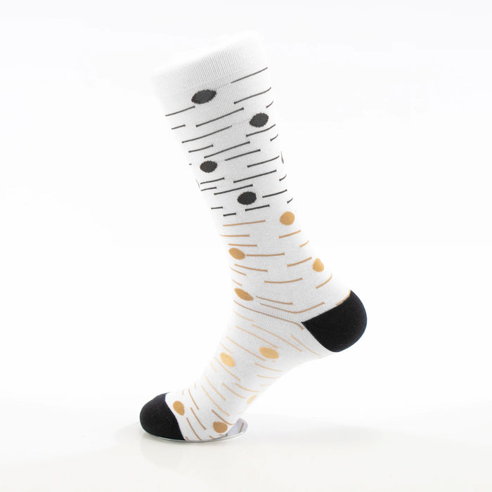 Men's White Polka Dot Designer Dress Socks