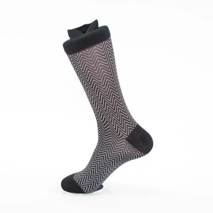 Men's Black Chevron Pattern Dress Socks