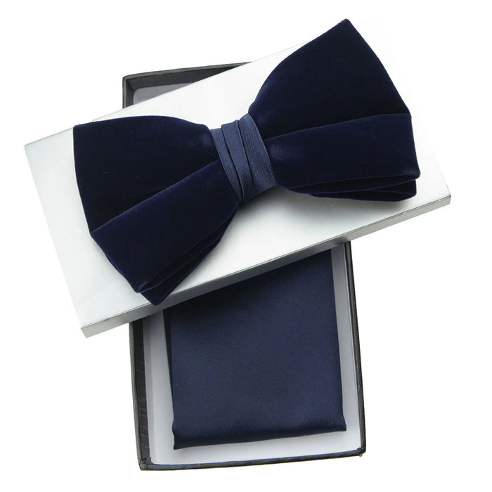 Navy Blue Velvet Pre-Tie Bow Tie
