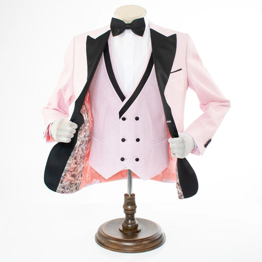 Men's Salmon Pink Glitter 3-Piece Tuxedo Vest