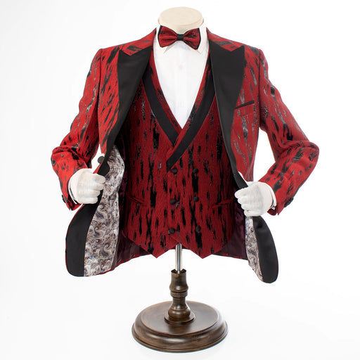 Men's Red Scarlet Splash 3-Piece Tuxedo Vest