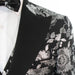 Men's Black And White Damask 3-Piece Tuxedo Peak Lapel