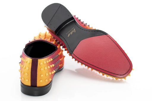 Men's Red And Orange Spiked Loafer Rear, Sole