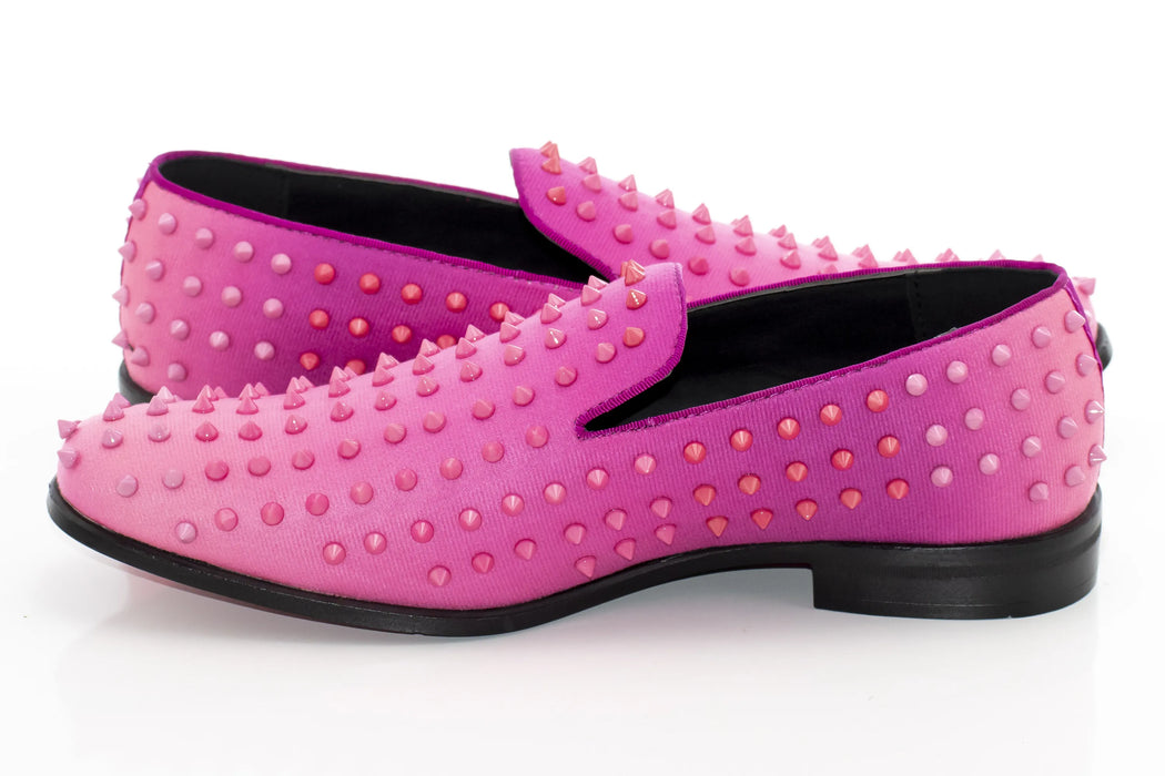 Men's Pink Spiked Loafer Sideview, Heel