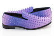 Men's Purple Spiked Loafer Sideview, Heel