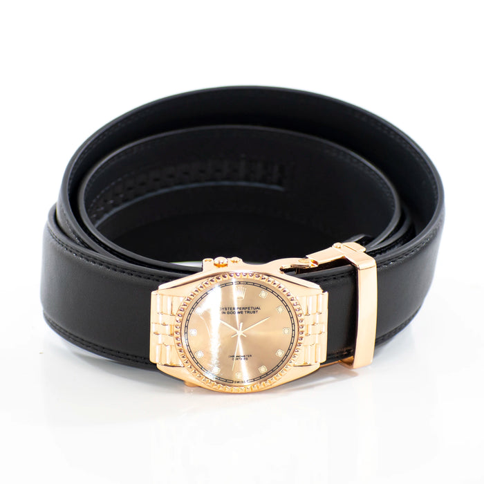 Men's Gold Clock Watch Belt Buckle
