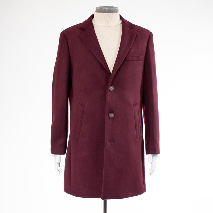 Burgundy Modern-Fit Wool Overcoat