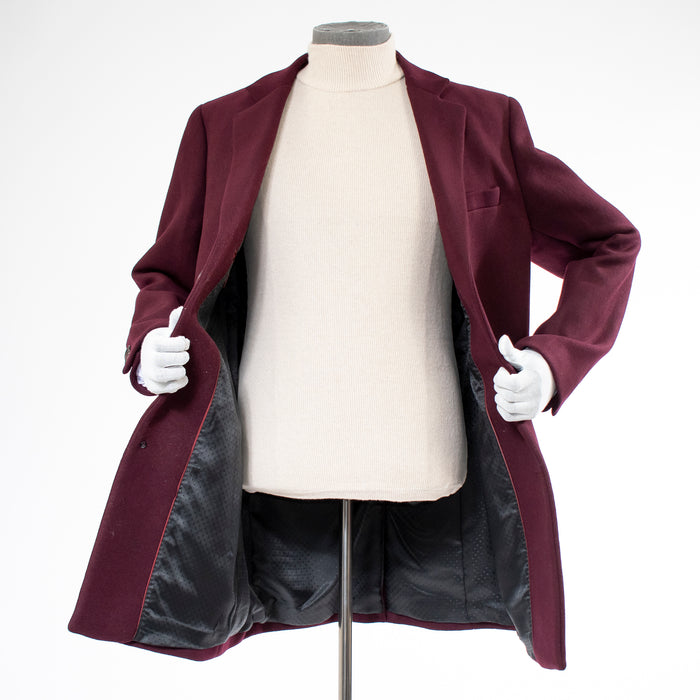 Burgundy Modern-Fit Wool Overcoat