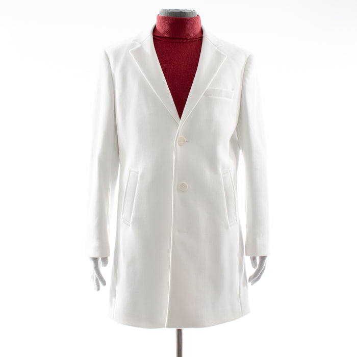 White Modern-Fit Wool Overcoat