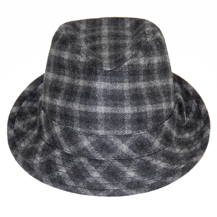 Gray And Black Plaid Trilby Style Fedora
