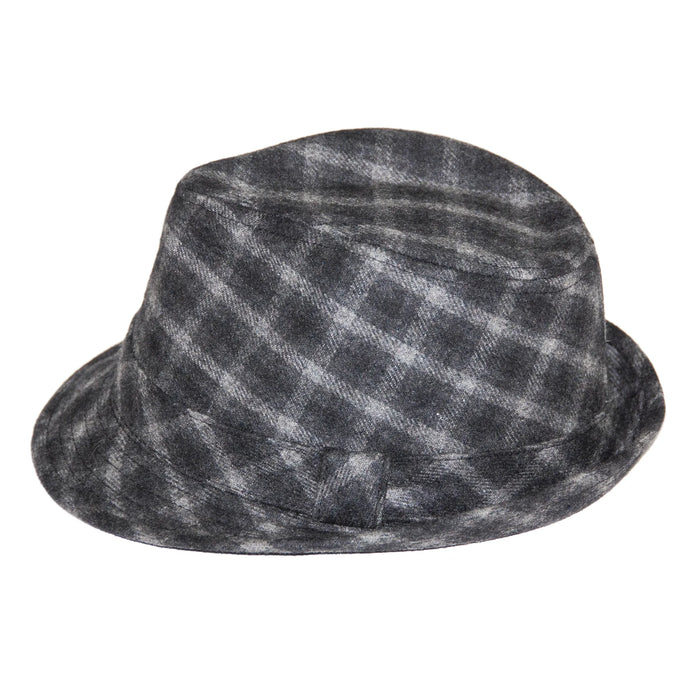 Gray And Black Plaid Trilby Style Fedora
