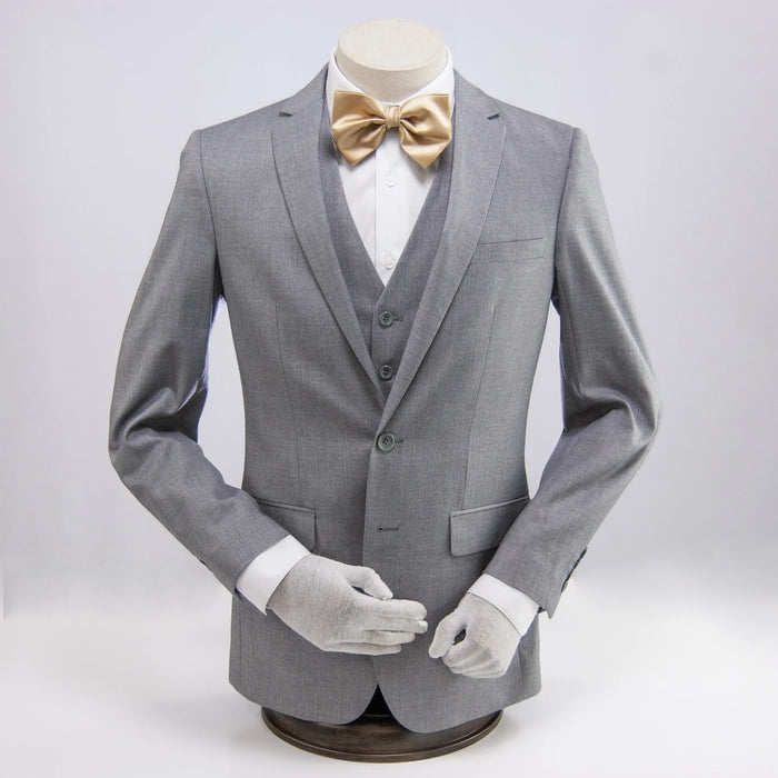 Gray Designer 3-Piece Slim-Fit Wool Suit