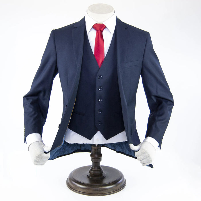 Navy Designer 3-Piece Slim-Fit Wool Suit