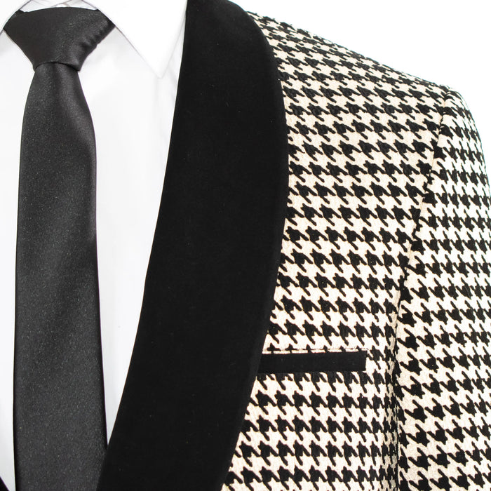Gold Houndstooth Patterned 3-Piece Tailored-Fit Tuxedo