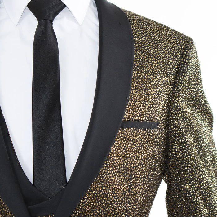 Men's Gold Flash Metallic 3-Piece Tailored-Fit Tuxedo