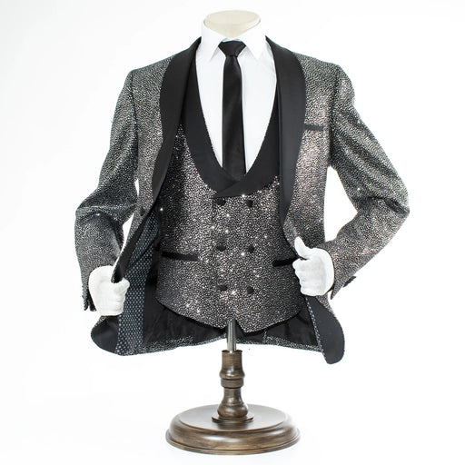 Men's Silver Flash Metallic 3-Piece Tailored-Fit Tuxedo