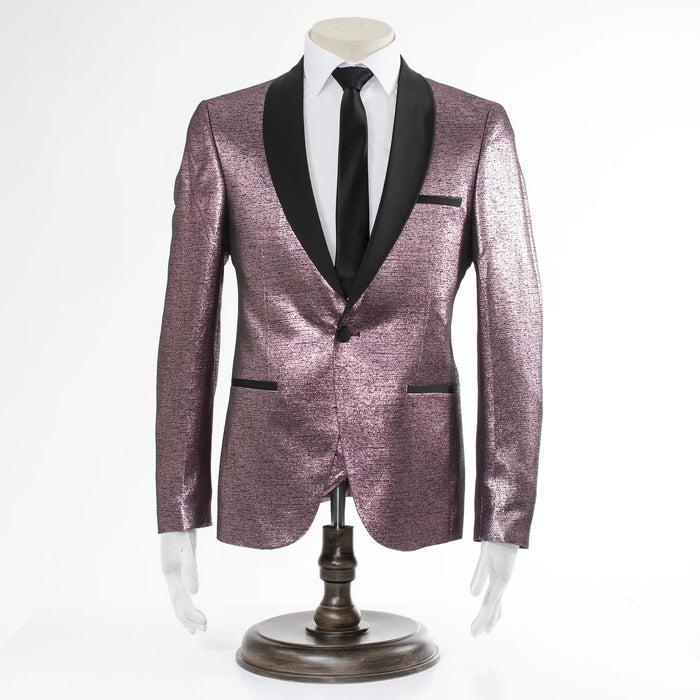 Men's Mauve Pink Metallic Sparkling Tuxedo - Button Closure