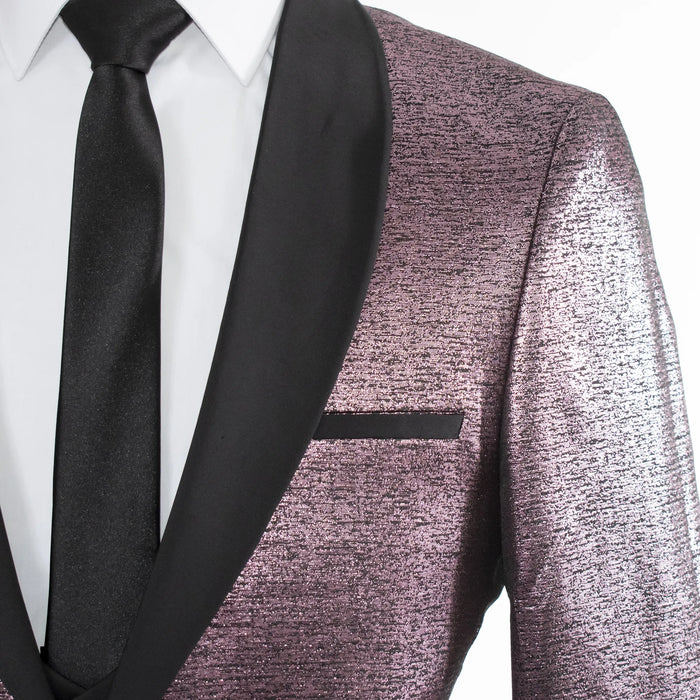 Men's Mauve Pink Metallic Sparkling Tuxedo - Shawl Lapel