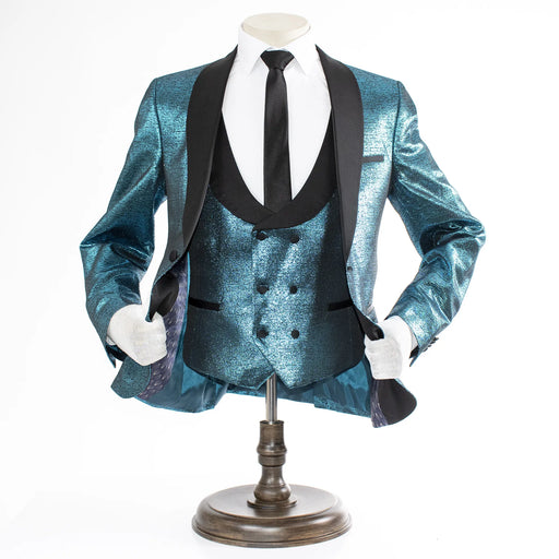 Men's Teal Metallic Sparkling Tuxedo - Vest