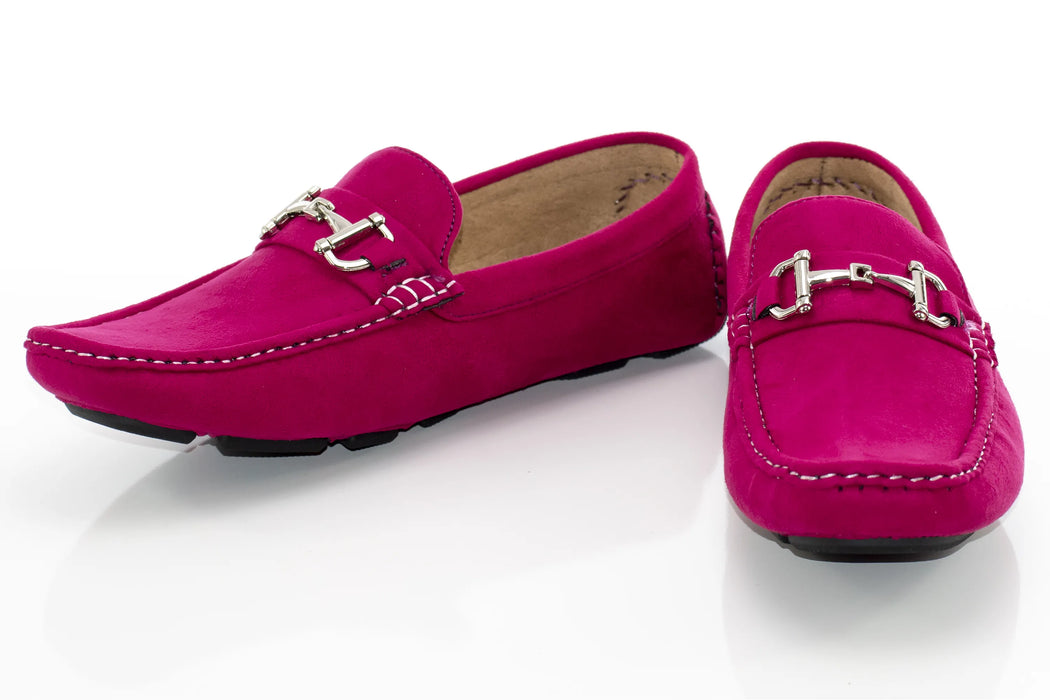 Men's Fuchsia Suede Leather Moccasin Loafer