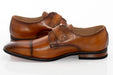 Men's Brown Cap-Toe Monk Strap Dress Shoe - Quarter, Heel