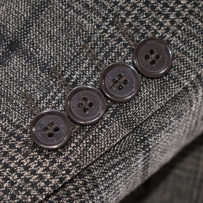 Brown Plaid Men's 3-Piece Suit - Button Cuffs
