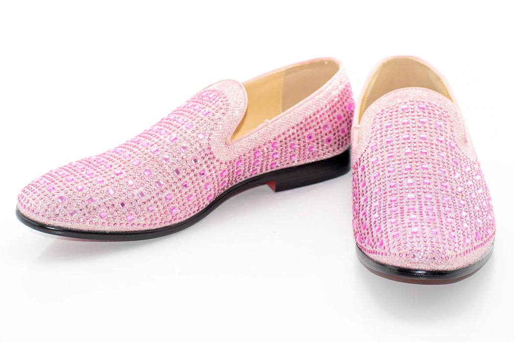 Men's Pink Jeweled Slip On Dress Shoe